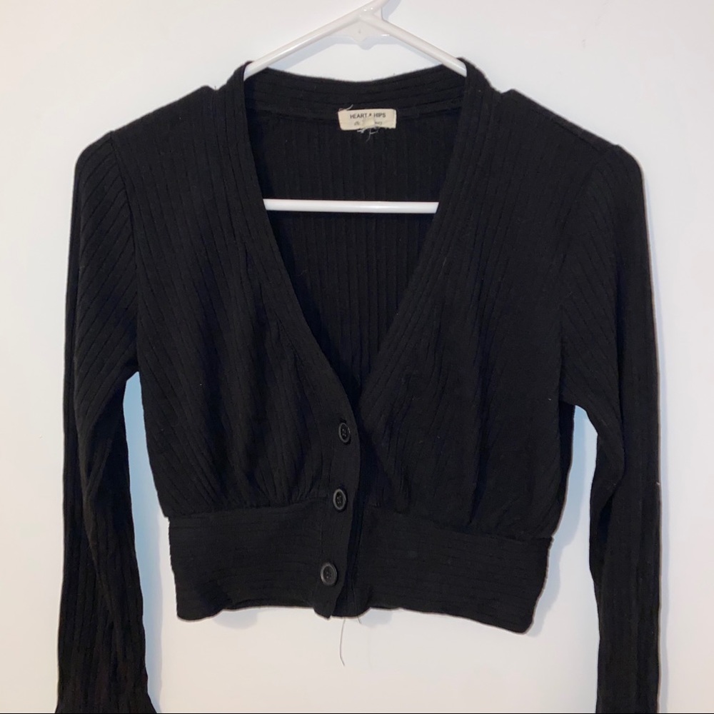 Ribbed waisted cropped cardigan